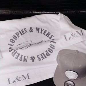 White and Gray Loopies & Myers T-Shirt and Cap Set